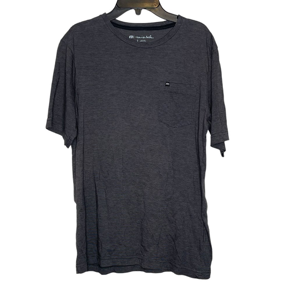Travis Mathew Mens T-Shirt Size Small Gray Stripe 100% Pima Cotton SS‎ Pullover